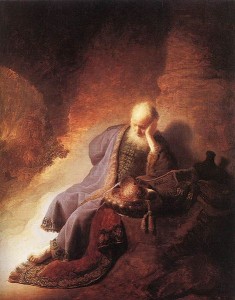 "Jeremiah Lamenting the Destruction of Jerusalem" by Rembrandt, 1630