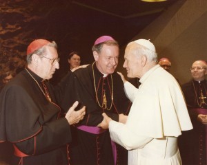 Then Bishop Egan with Cardinal John O'Connor and Pope St. John Paul II, c. 1990