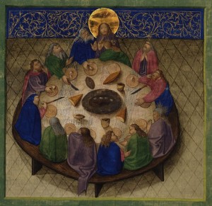 From the Ottheinrich Folio: “The Last Supper (Mt 26:20-29),” artist unknown, c. 1430