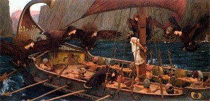 "Ulysses and the Sirens [Harpies]" by J.W. Waterhouse, 1891 [National Gallery of Victoria]