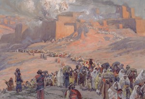 “The Flight of the Prisoners” [beginning the Babylonian exile] by James Tissot c. 1900 [Jewish Museum, New York]