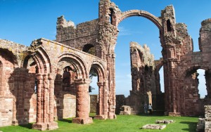 The ruins of Lyndesfarne Abbey on the Holy Island