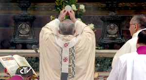 Pope Francis celebrates the Mass ad orientem