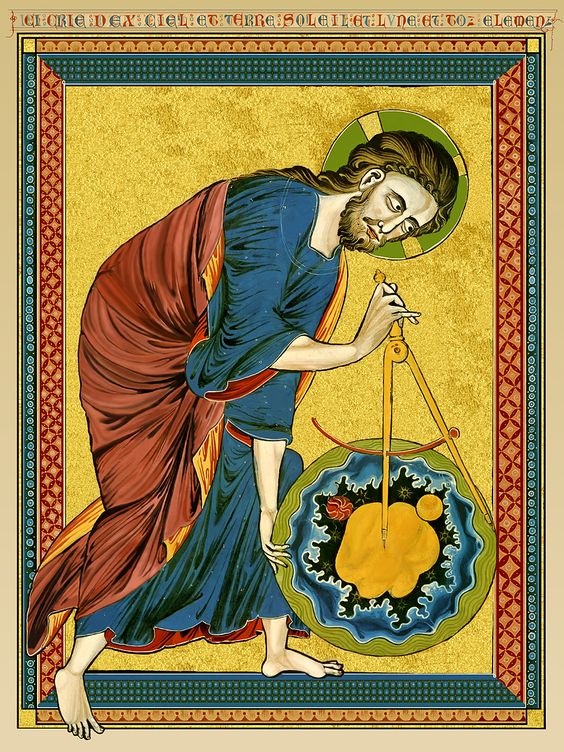 God as architect of the world, from a Bible moralisée, c. 1220 [Austrian National Library, Vienna]