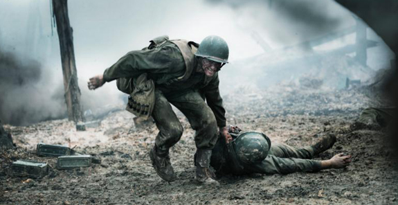 Andrew Garfield stars in a scene from the movie "Hacksaw Ridge." The Catholic News Service classification is L -- limited adult audience, films whose problematic content many adults would find troubling. The Motion Picture Association of America rating is R -- restricted. Under 17 requires accompanying parent or adult guardian. (CNS photo/Cross Creek Pictures) See MOVIE-REVIEW-HACKSAW-RIDGE (EMBARGOED) Nov. 2, 2016.