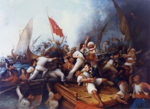 Stephen Decatur against Muslim pirates, August 3, 1804 by Dennis Malone Carter, 1878
