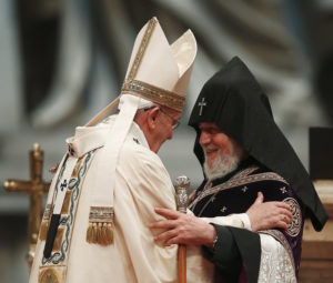 Pope Francis and Catholicos Karekin II (April 12, 2015, St. Peter's, Rome)