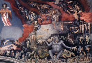Satan and the damned in The Last Judgment by Giotto (di Bondone), 1306 [Cappella Scrovegni, Padua]