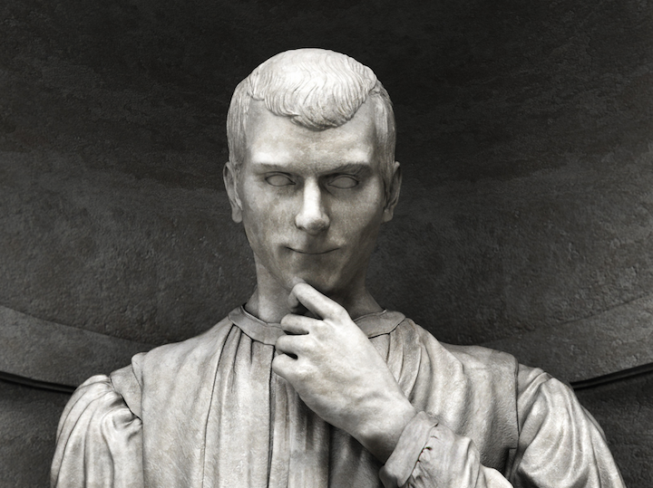 Statue of Niccolo Machiavelli (detail) by Lorenzo Bartolini, c. 1840 [Uffizi, Florence]