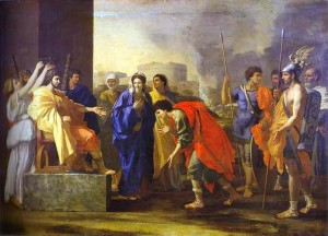 Scipio’s Noble Deed by Nicholas Poussin, 1640 [Pushkin Museum, Moscow] Having defeated Carthage, Scipio Africanus, the Roman general, returns a woman – tribute from his troops – to her rightful fiancé.