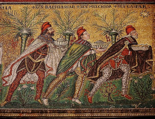 Image: Three Wise Men by the Master of Sant’Apollinare, c. 526 [Basilica of Sant’Apollinare Nuovo, Ravenna, Italy]