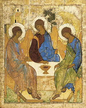 The Trinity (or The Hospitality of Abraham) by Andrei Rublev, c. 1420 [Tretyakov Gallery, Moscow]