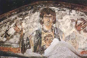 Virgin and Child, 4th century (Catacombs, Rome,)